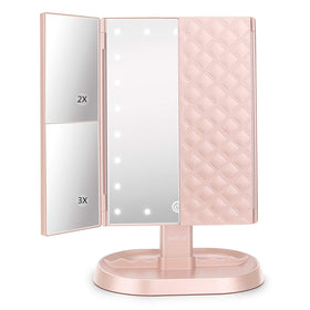 deweisn Trifold Lighted Makeup Mirror front view with 21 LED lights