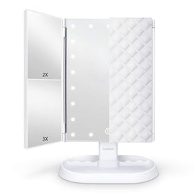 deweisn Trifold Lighted Makeup Mirror front view with 21 LEDs