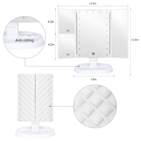 deweisn Trifold Lighted Makeup Mirror side view showing 3X magnification