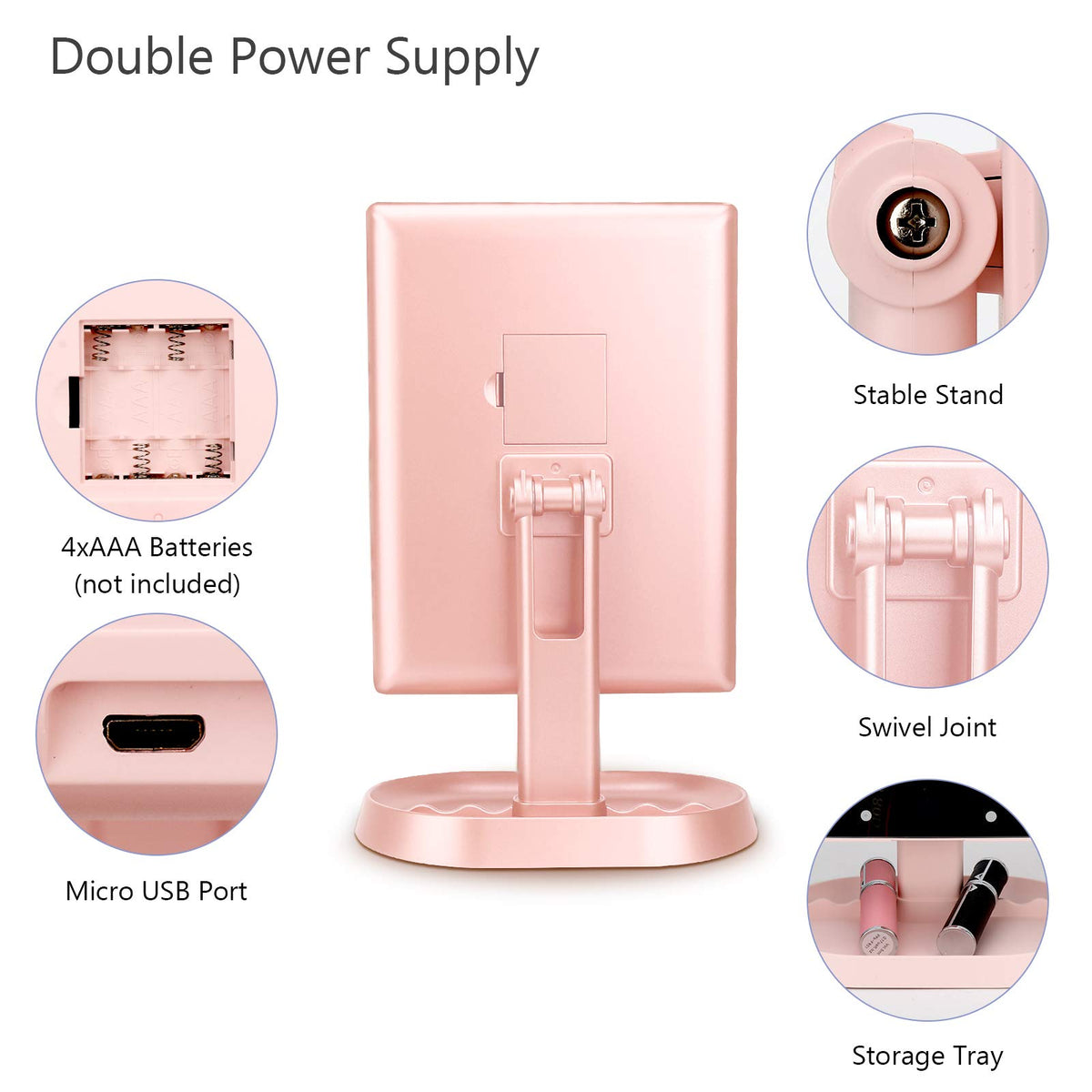 deweisn Trifold Lighted Makeup Mirror with 1x/2x/3x magnification