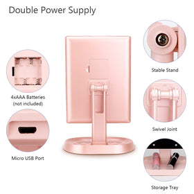 deweisn Trifold Lighted Makeup Mirror with 1x/2x/3x magnification