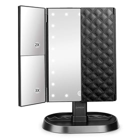 deweisn Trifold Lighted Vanity Makeup Mirror front view with 21 LEDs