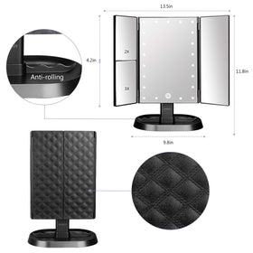 deweisn Trifold Lighted Vanity Makeup Mirror showing touch control feature