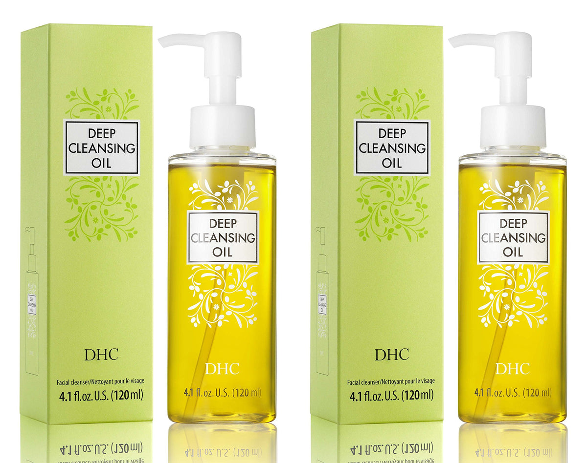 DHC Deep Cleansing Oil bottle close-up showing olive oil texture