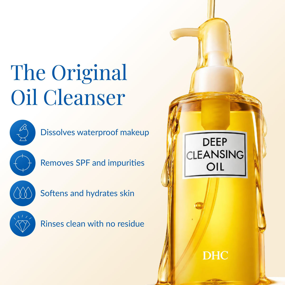 DHC Deep Cleansing Oil bottle with cap open