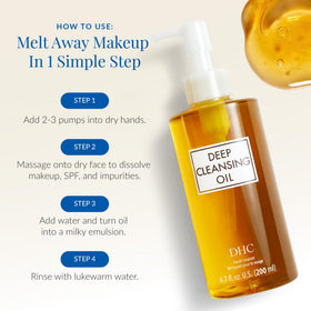 DHC Deep Cleansing Oil with olive oil background