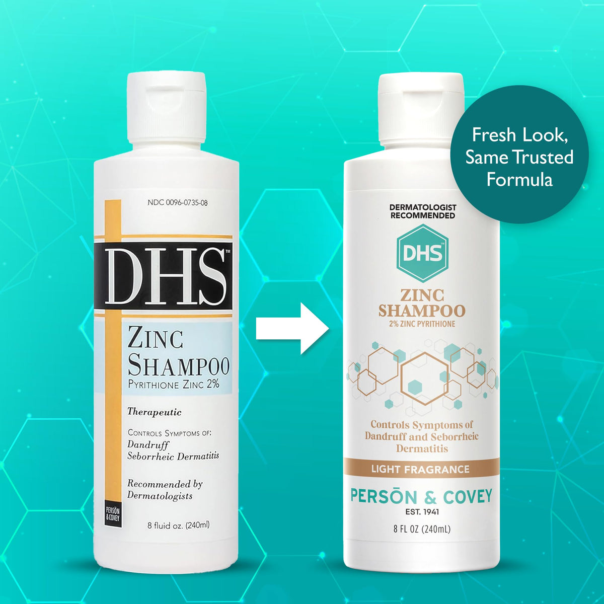 DHS Zinc Shampoo bottle side view showing cap