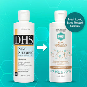 DHS Zinc Shampoo bottle side view showing cap