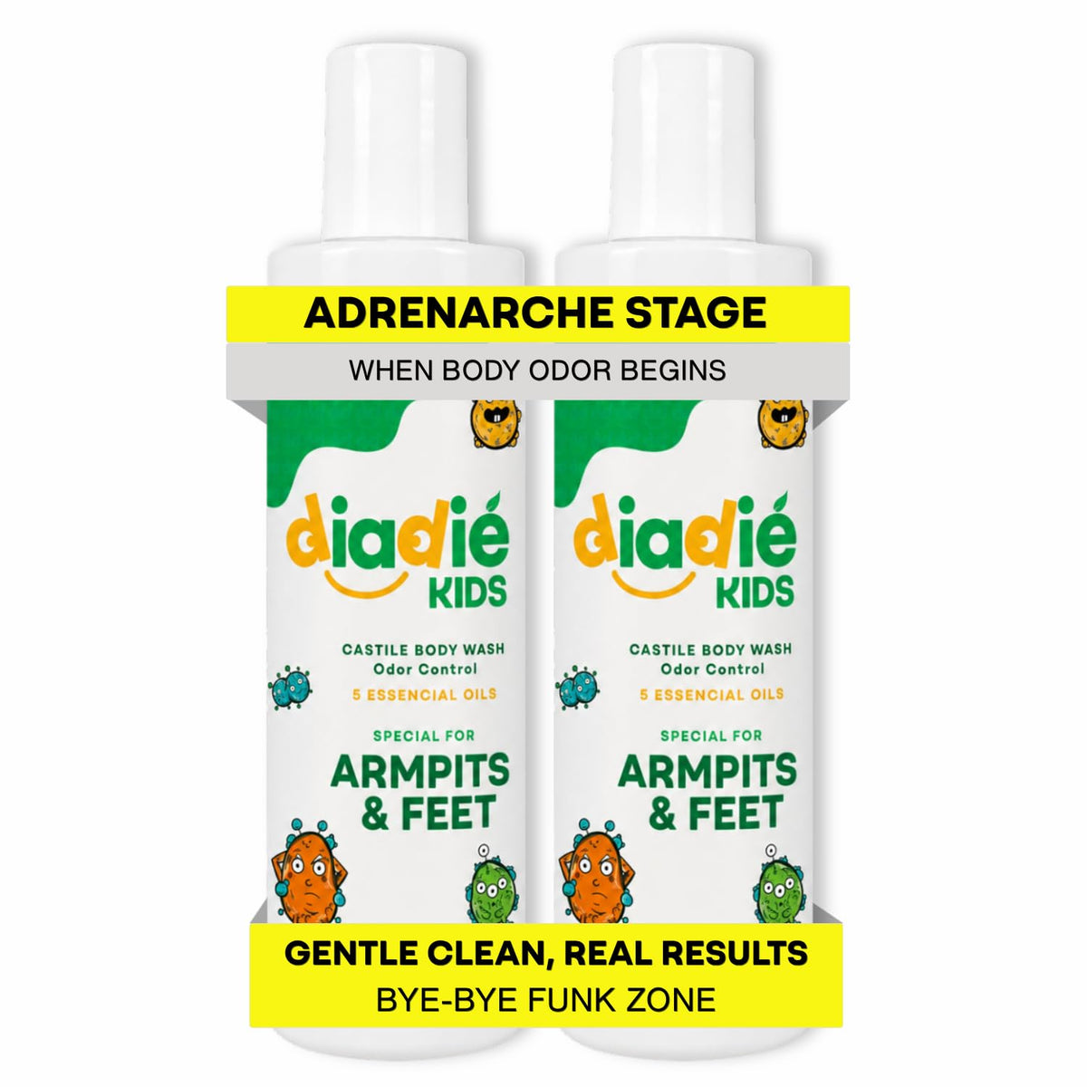 DIADIÉ Kids Body Wash 2 Pack front view with natural ingredients