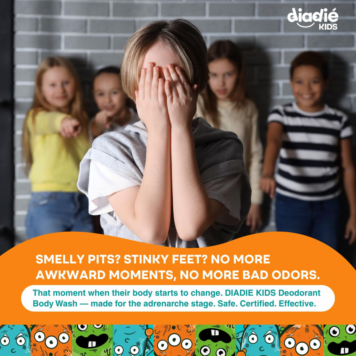 DIADIÉ Kids Body Wash bottle side view showcasing essential oils