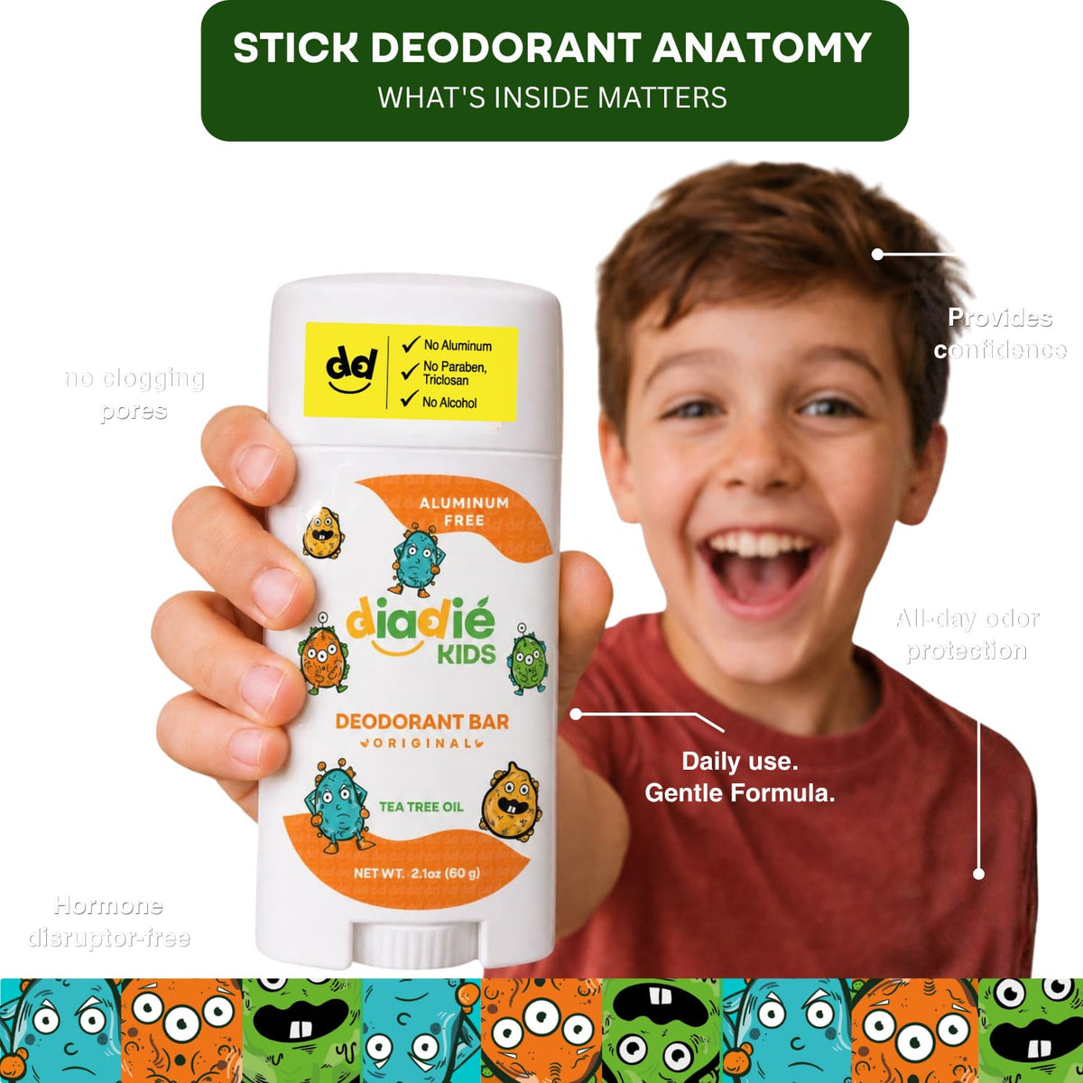 DIADIÉ Kids Deodorant Stick application on skin