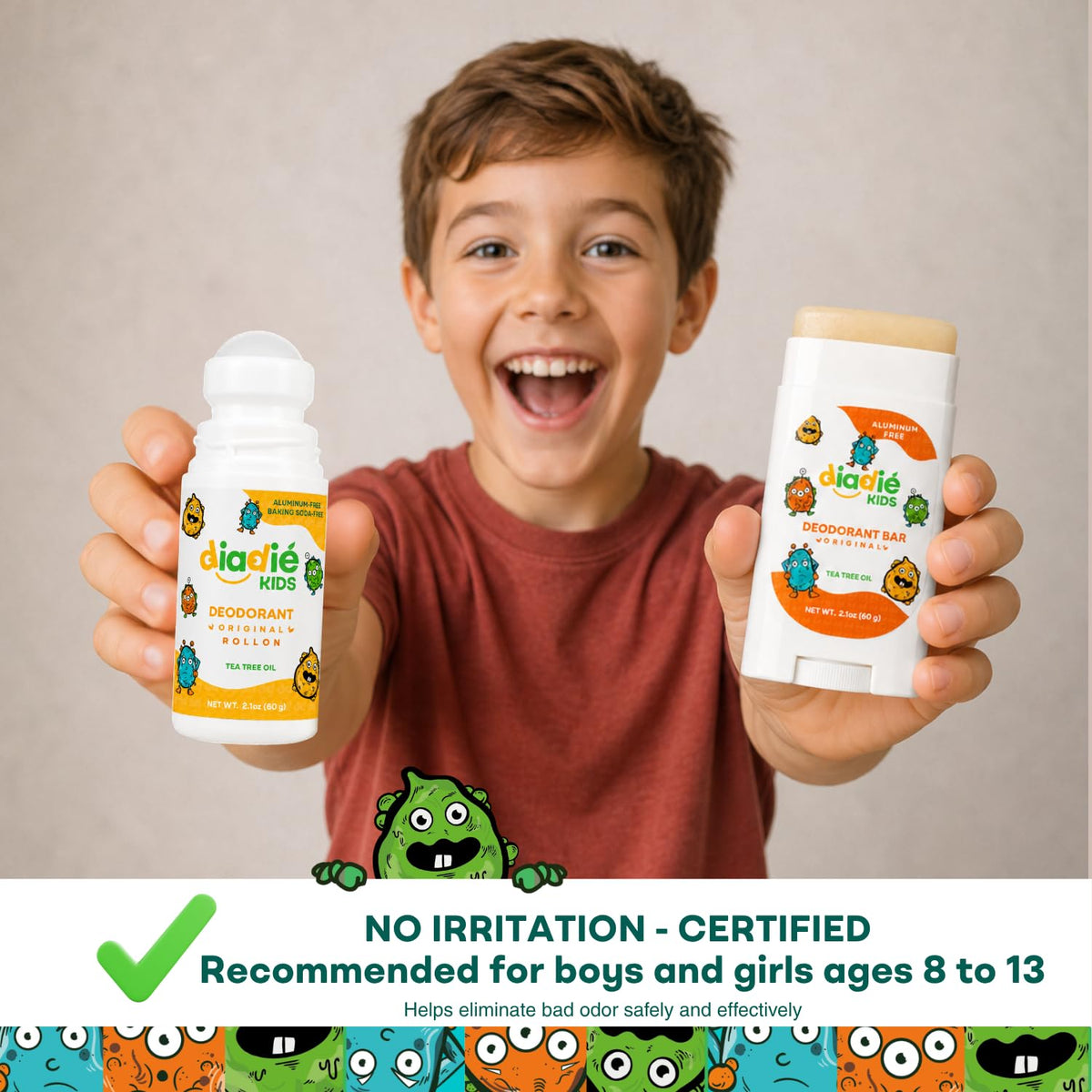 DIADIÉ kids deodorant stick application on skin