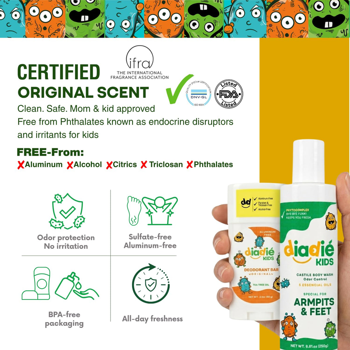 DIADIÉ Kids Natural Body Wash being poured into hand