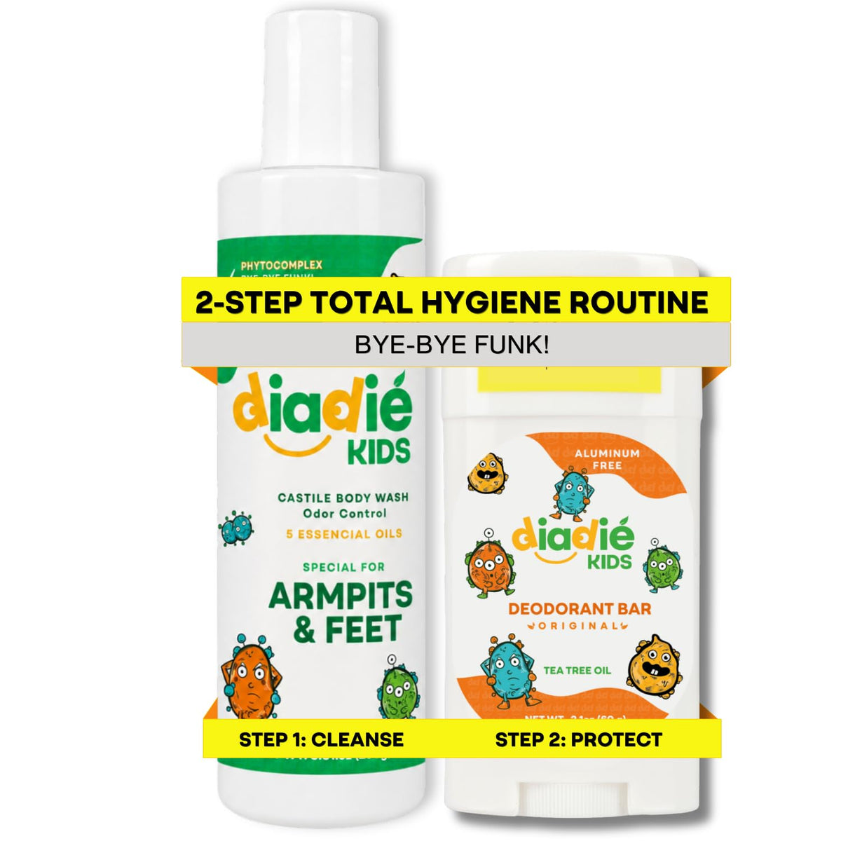 DIADIÉ Kids Natural Deodorant Stick and Body Wash packaging front view