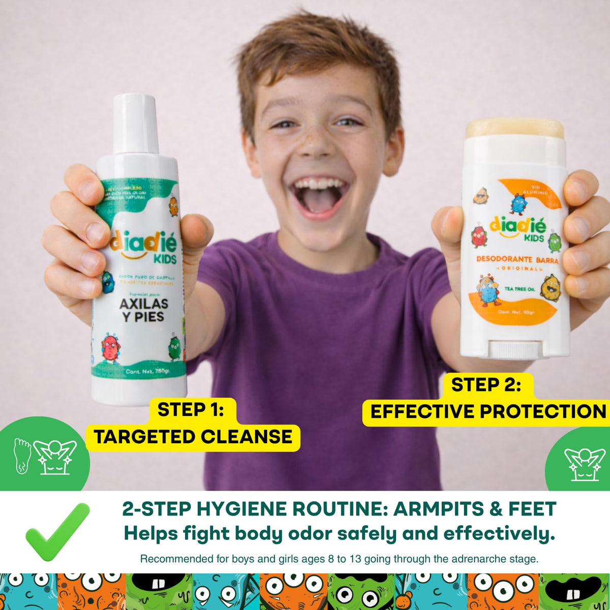 DIADIÉ Kids Natural Deodorant Stick applied on skin