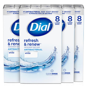 Dial Antibacterial Bar Soap Refresh & Renew white packaging front view