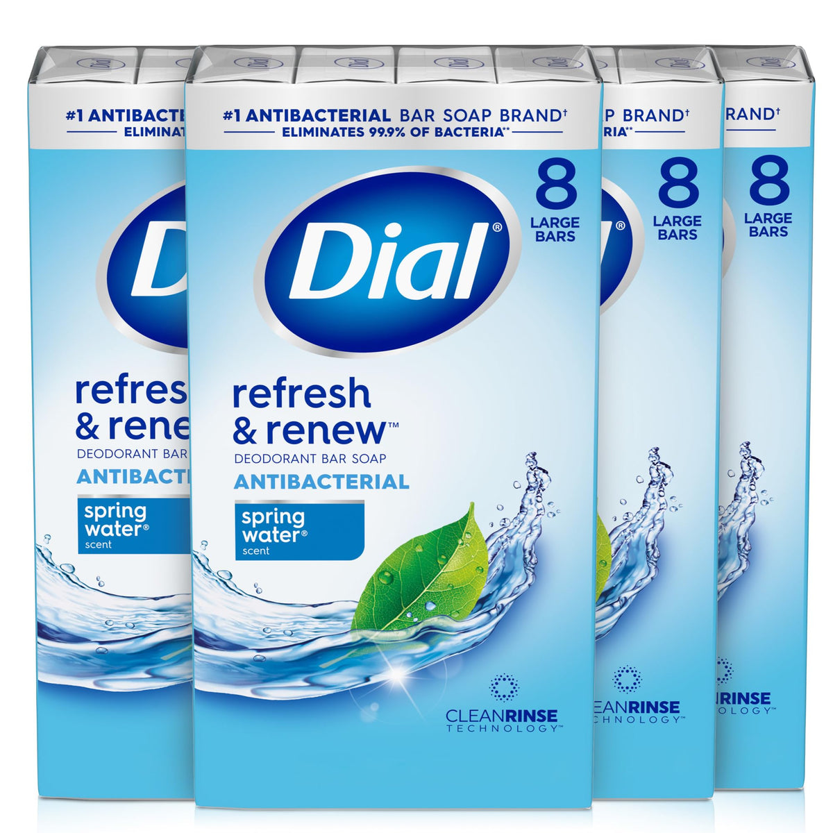 Dial Antibacterial Bar Soap Spring Water front view