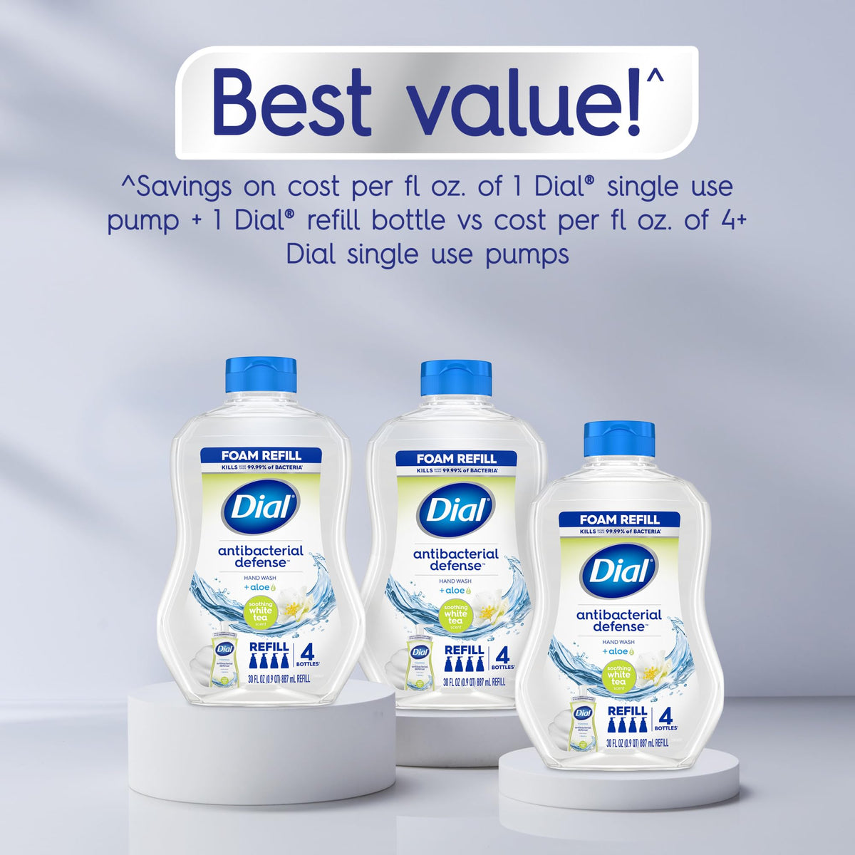 Dial Antibacterial Defense Foaming Hand Soap 30 Fl Oz refill pack in kitchen setting