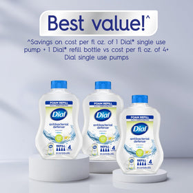 Dial Antibacterial Defense Foaming Hand Soap 30 Fl Oz refill pack in kitchen setting