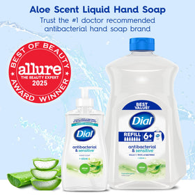 Dial Antibacterial Defense Liquid Hand Soap Aloe pump close-up