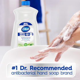 Dial Antibacterial Liquid Hand Soap Aloe Scent 52 fl oz bottle back view