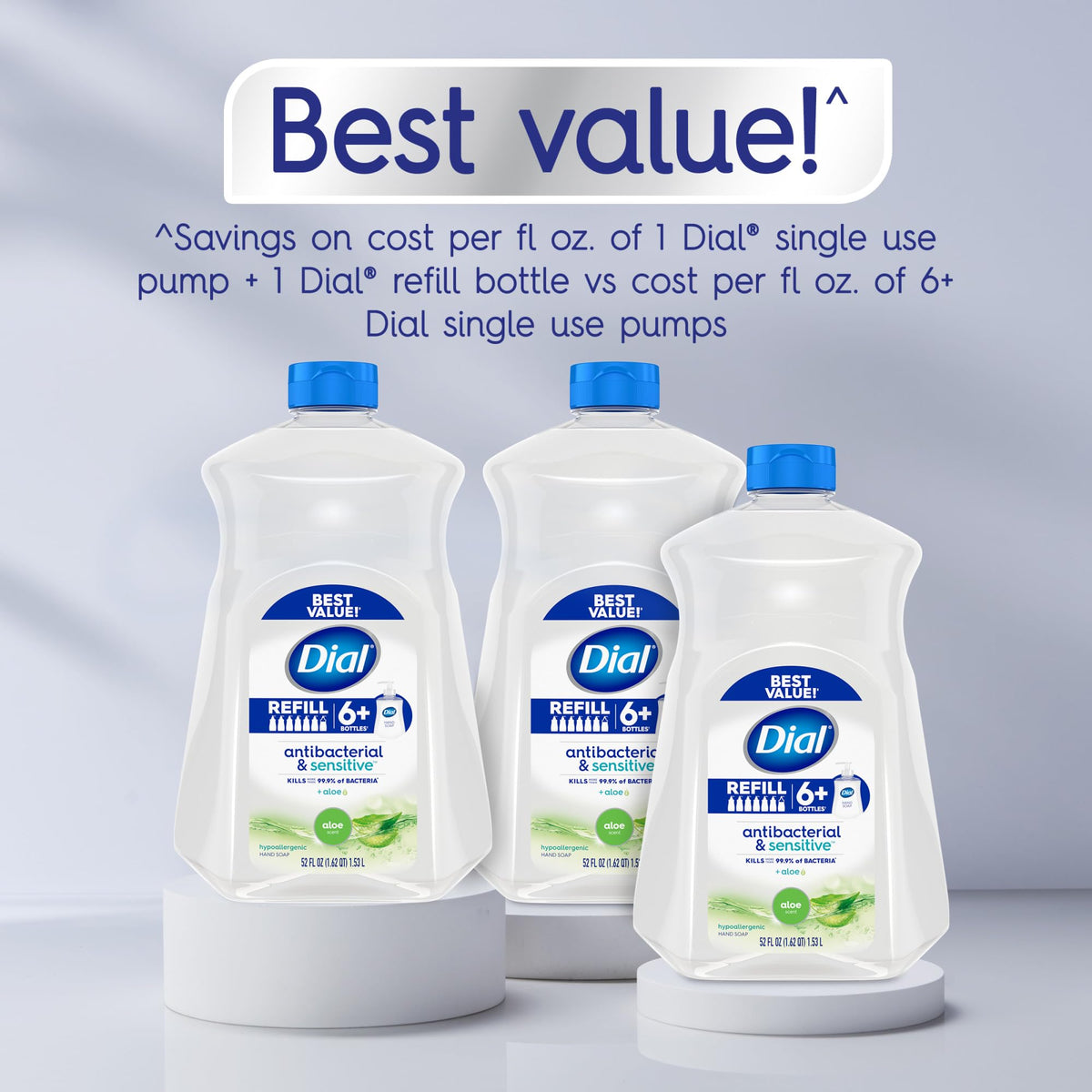 Dial Antibacterial Liquid Hand Soap Aloe Scent 52 fl oz bottle side view