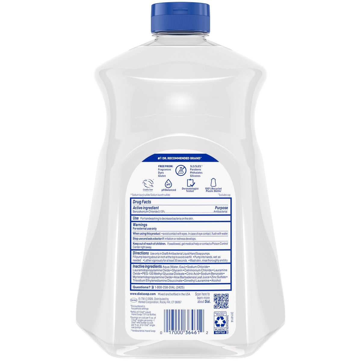 Dial Antibacterial Liquid Hand Soap with aloe vera ingredients