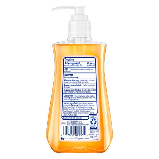 Dial Antimicrobial Liquid Soap 7.5 oz Pump Bottle side view