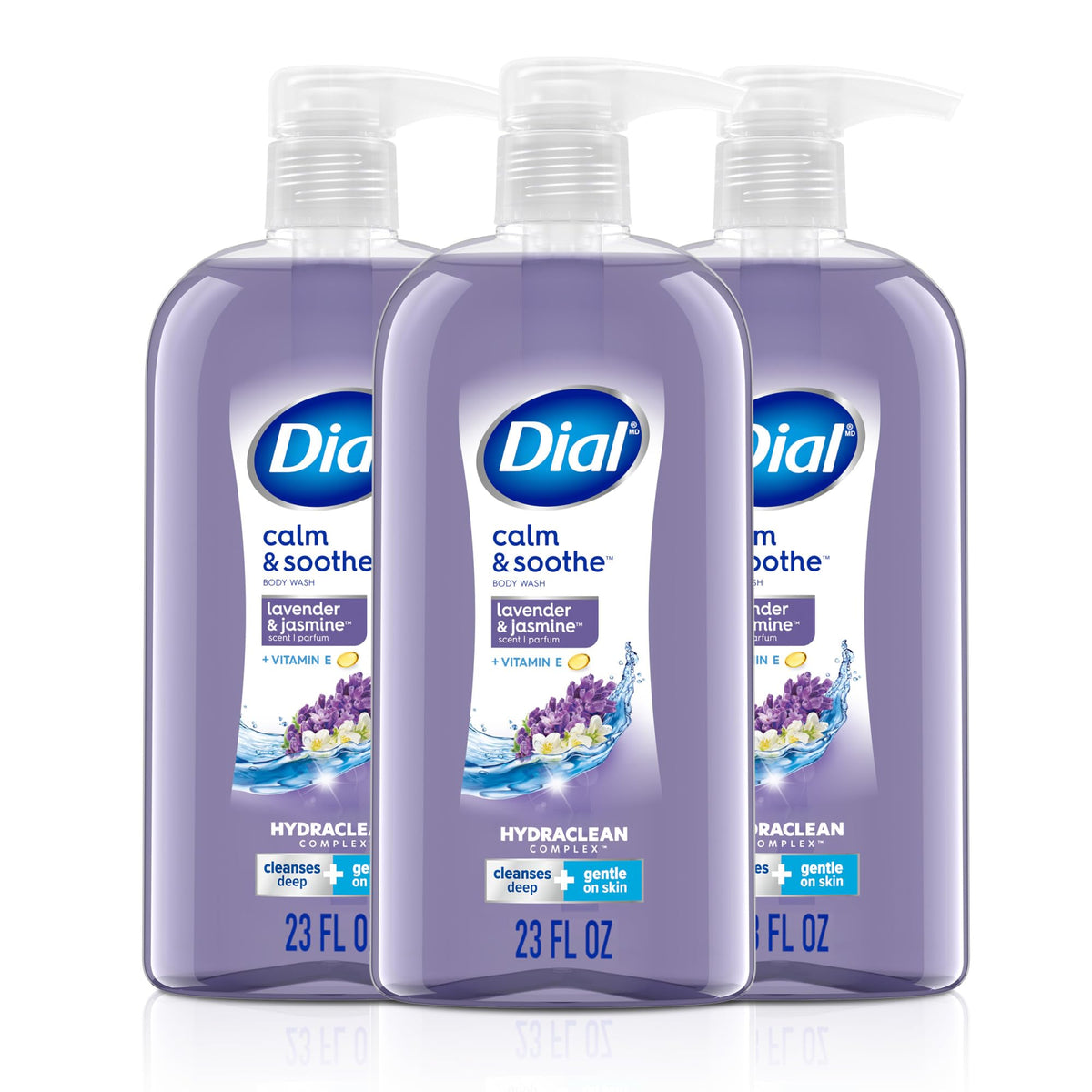 Dial Body Wash Calm & Soothe Lavender & Jasmine 3-Pack front view