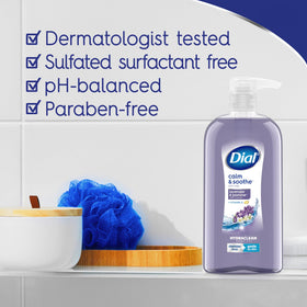 Dial Body Wash Calm & Soothe Lavender & Jasmine lathering on skin