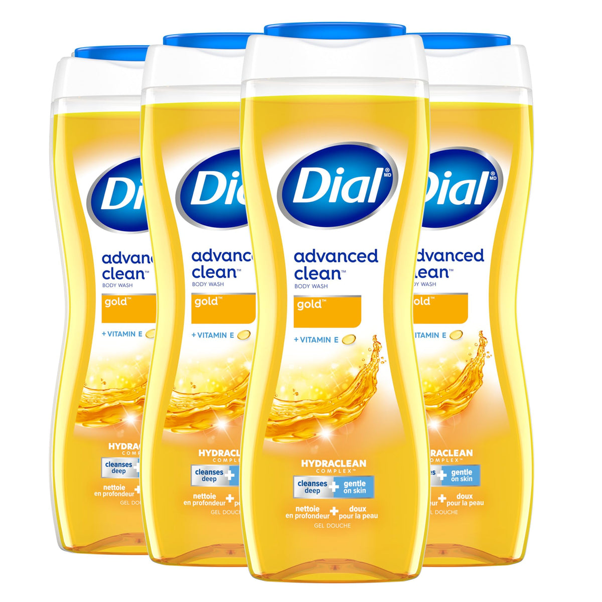 Dial Body Wash Gold 4-Pack front view with 16 fl oz bottles
