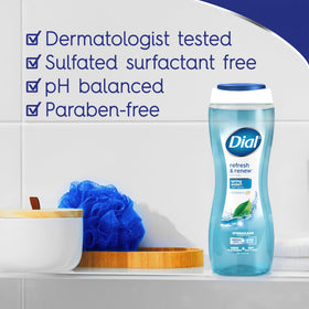 Dial Body Wash Refresh & Renew Spring Water 16 fl oz with lather on skin