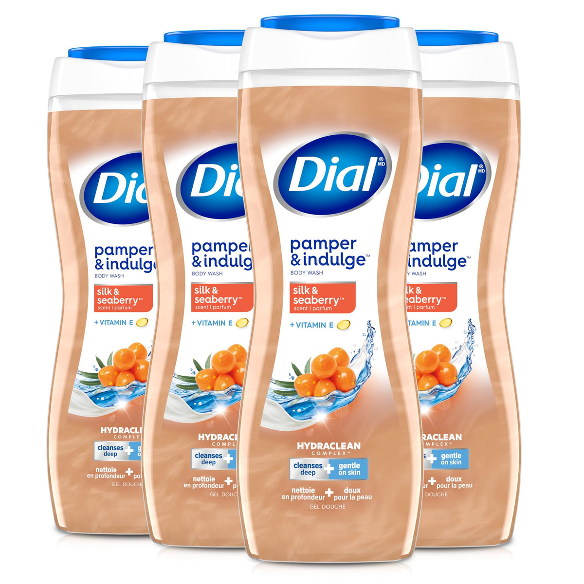 Dial Body Wash Silk & Seaberry front view 16 fl oz bottle