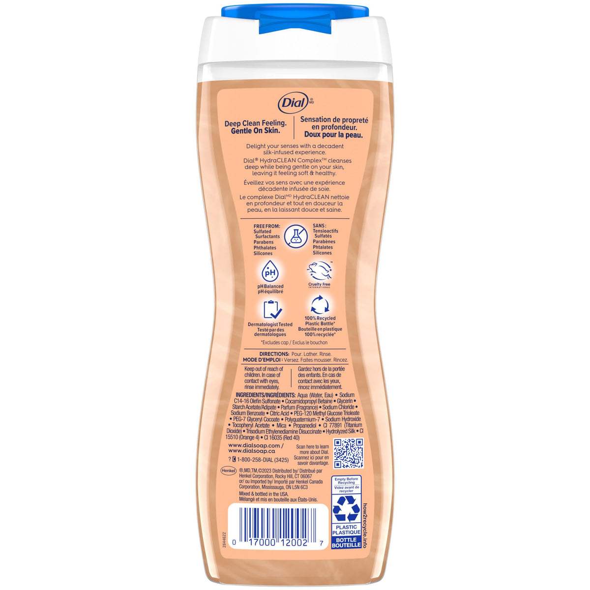 Dial Body Wash Silk & Seaberry packaging details