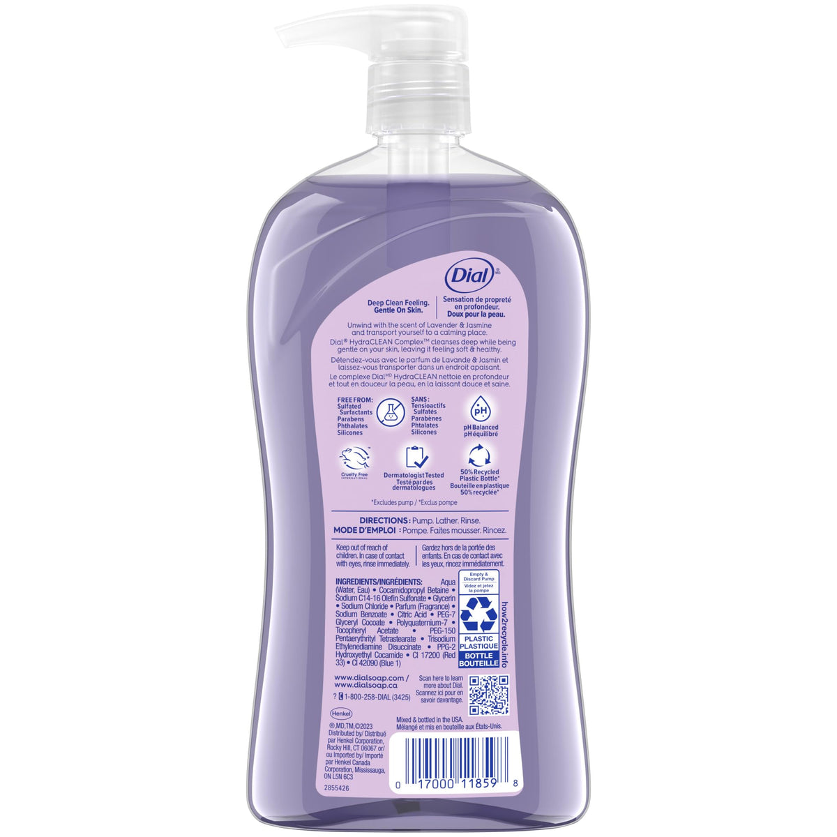 Dial Body Wash with recycled plastic bottle details