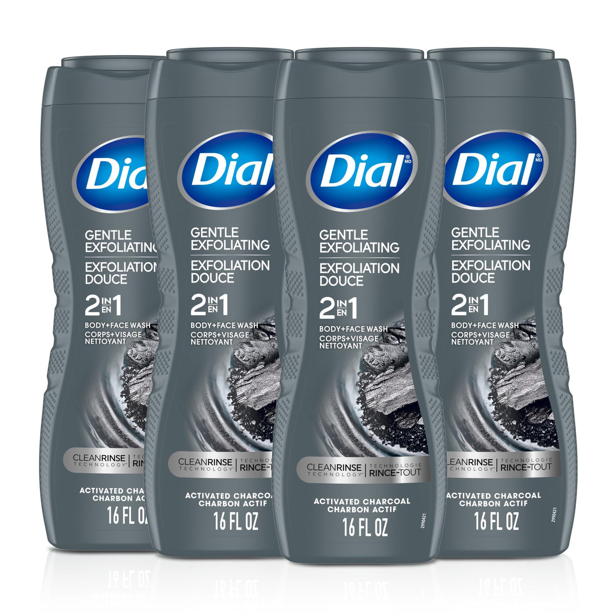 Dial Men 2 in 1 Body and Face Wash front view with activated charcoal