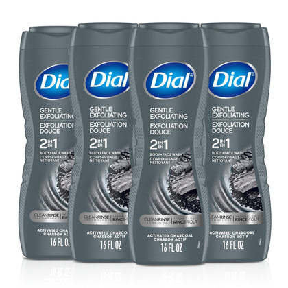 Dial Men 2 in 1 Body and Face Wash front view with activated charcoal