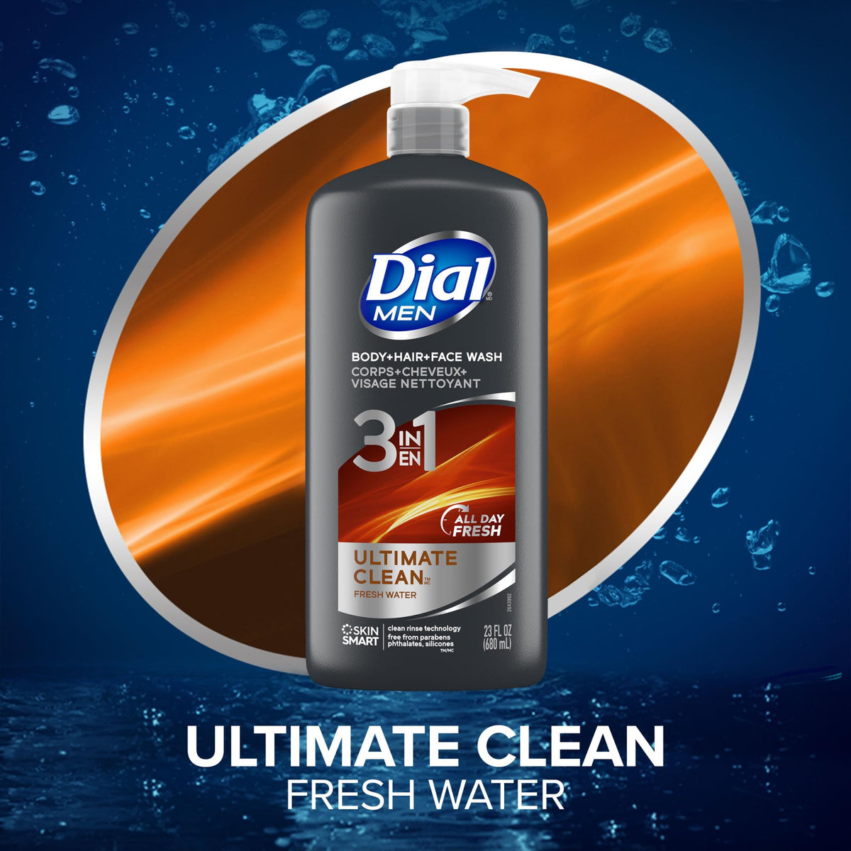 Dial Men 3 in 1 Body, Hair and Face Wash back view