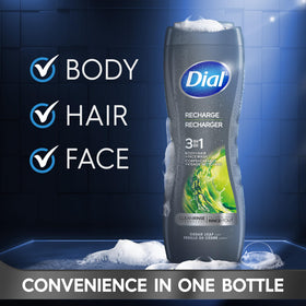 Dial Men 3 in 1 Body Wash bottle with label