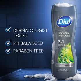Dial Men 3 in 1 Body Wash in a shower setting