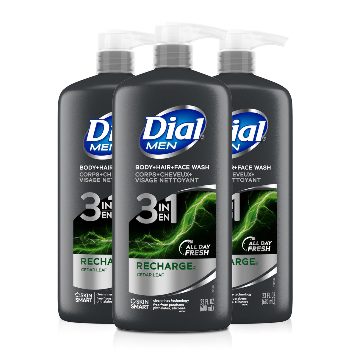 Dial Men 3-in-1 Body Wash Recharge 23 Fl Oz front view