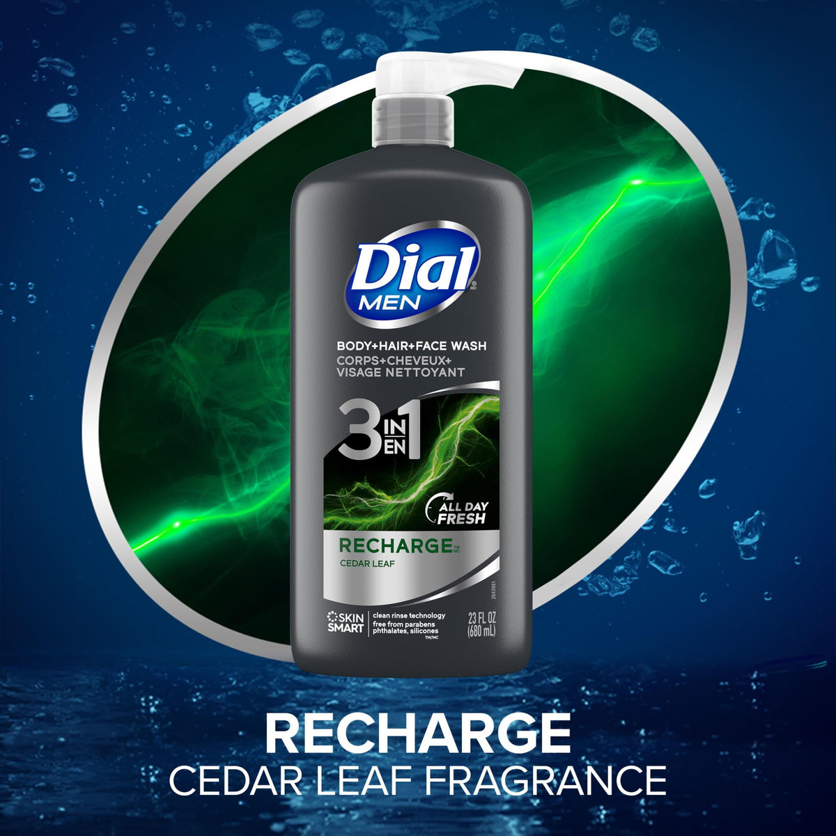 Dial Men 3-in-1 Body Wash Recharge bottle with label