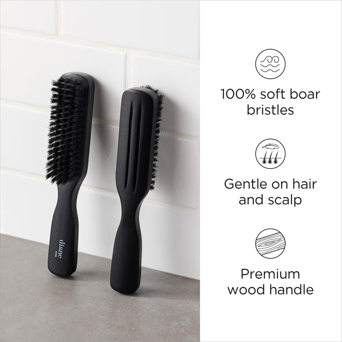 Diane Boar Bristle Brush showing soft bristles