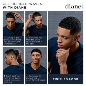 Diane Boar Bristle Wave Brush on a grooming table with beard products