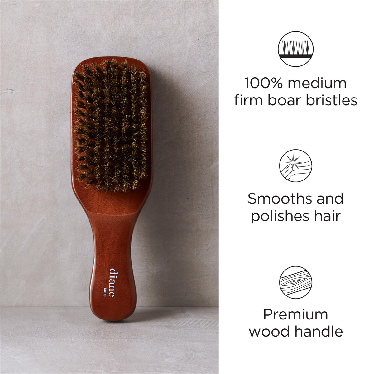 Diane Club Wave Brush showing medium boar bristles