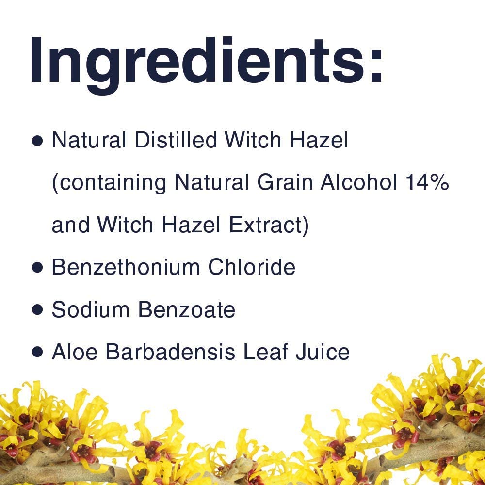 Dickinson's Witch Hazel Cleansing Cloths showing ingredients