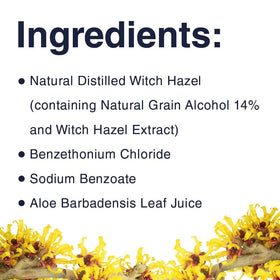 Dickinson's Witch Hazel Cleansing Cloths showing ingredients