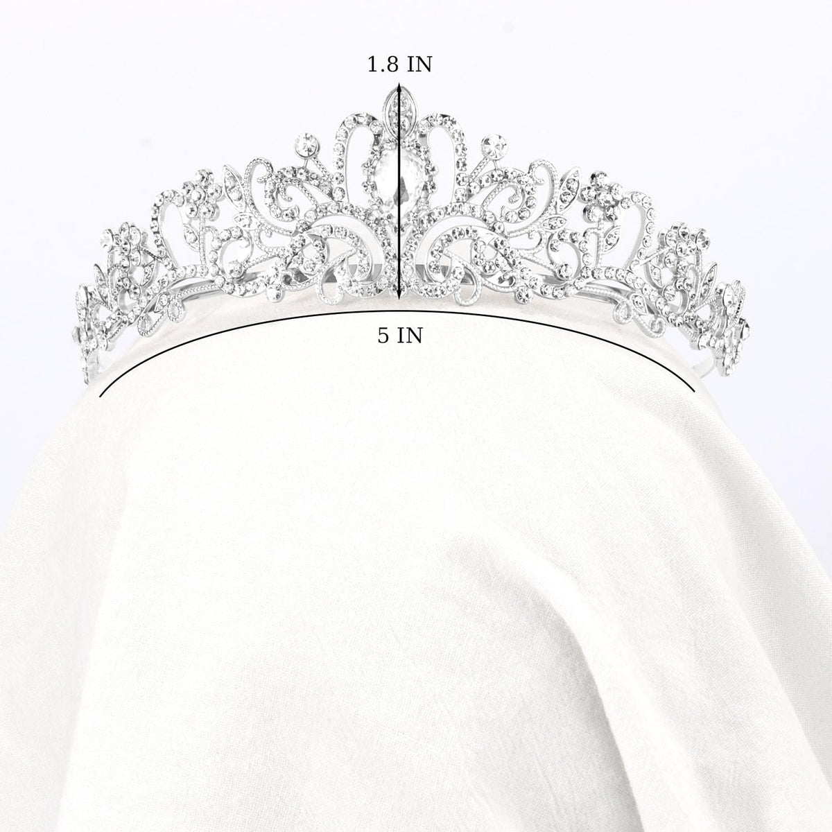 Didder Silver Crystal Tiara Crown Headband on a model