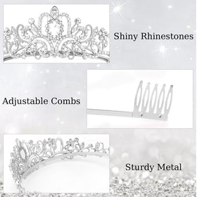 Didder Silver Crystal Tiara Crown Headband side view