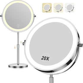 Dienmern Makeup Mirror front view with 1X and 20X magnification